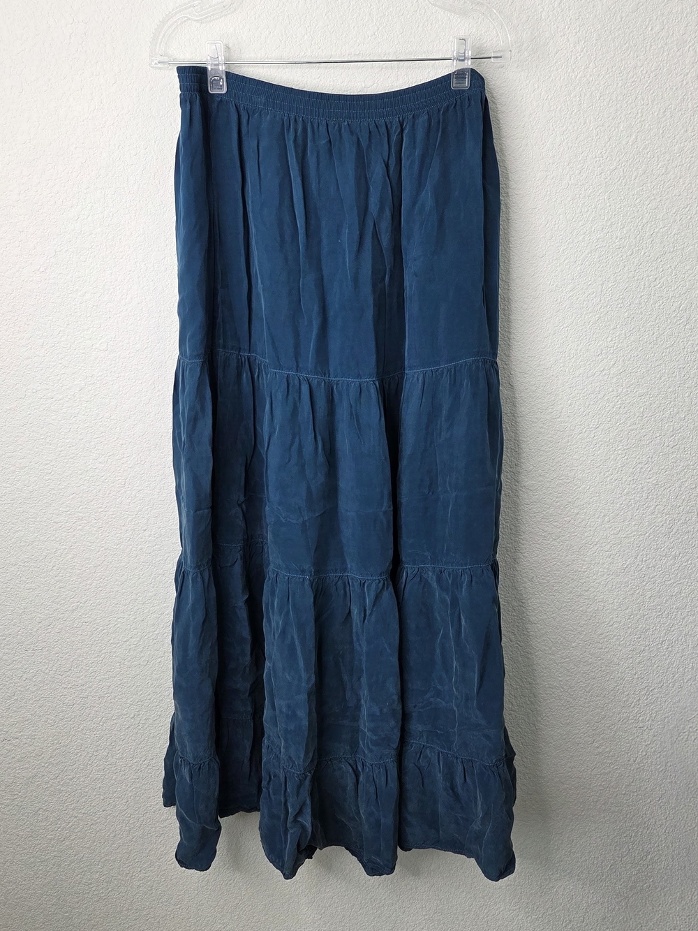 Tianello Four Tiered Bemberg Maxi Skirt, Size XL, Teal